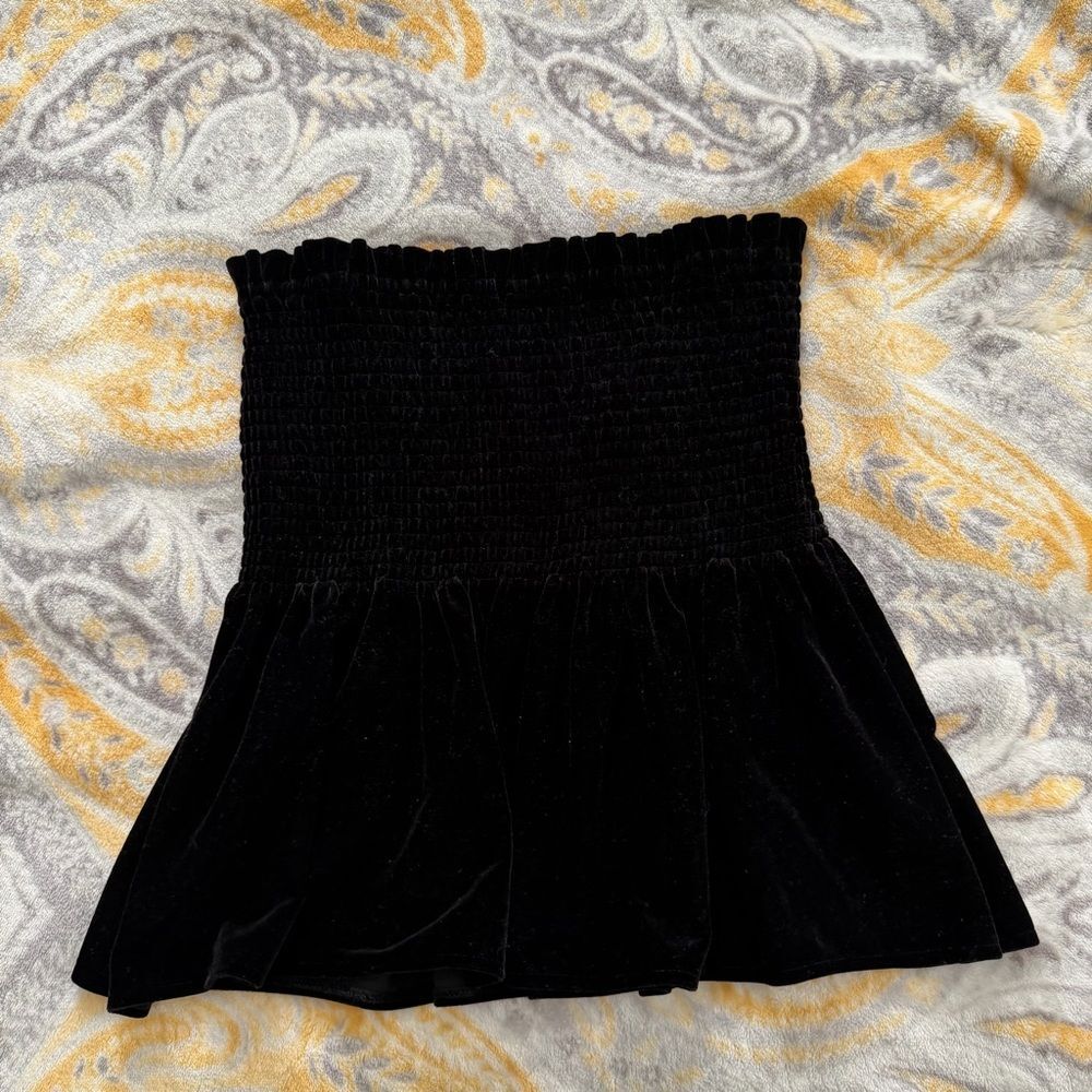 Zara velvet Peplum tube top size medium